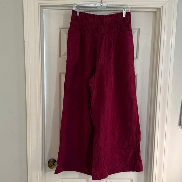 EUC Athropologie High Rise Elastic Waist Wide Leg Cotton Gauze Pants Sz M - Picture 2 of 9